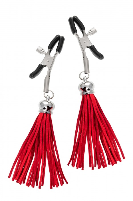 Зажимы на соски «Прищепки» с красными кисточками из замши - Pecado - купить с доставкой в Старом Осколе