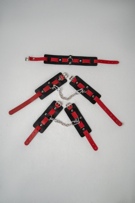Черно-красный набор фиксаций: наручники, оковы и ошейник - Crazy Handmade - купить с доставкой в Старом Осколе
