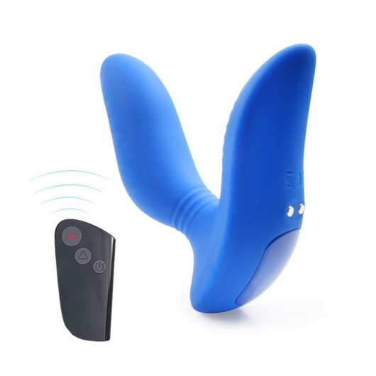 Синий вибромассажер простаты 3,5’’ Remote Control Curve P-spot Massager - 12 см. - Erokay - в Старом Осколе купить с доставкой