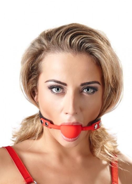 Силиконовый кляп-шар на чёрных ремешках Red Gag silicone - Orion - купить с доставкой в Старом Осколе