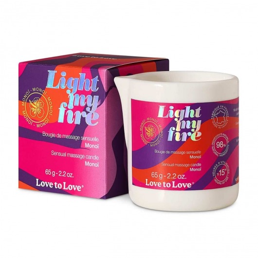 Массажная свеча Light My Fire с ароматом моной - 80 мл. - Love to Love - купить с доставкой в Старом Осколе