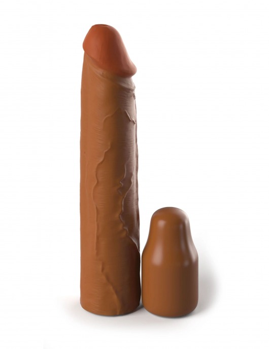 Коричневая насадка на член 2  Silicone X-tension - 20,3 см. - Pipedream - в Старом Осколе купить с доставкой