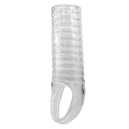 Прозрачная насадка на пенис с ребрышками и подхватом мошонки - Baile - в Старом Осколе купить с доставкой