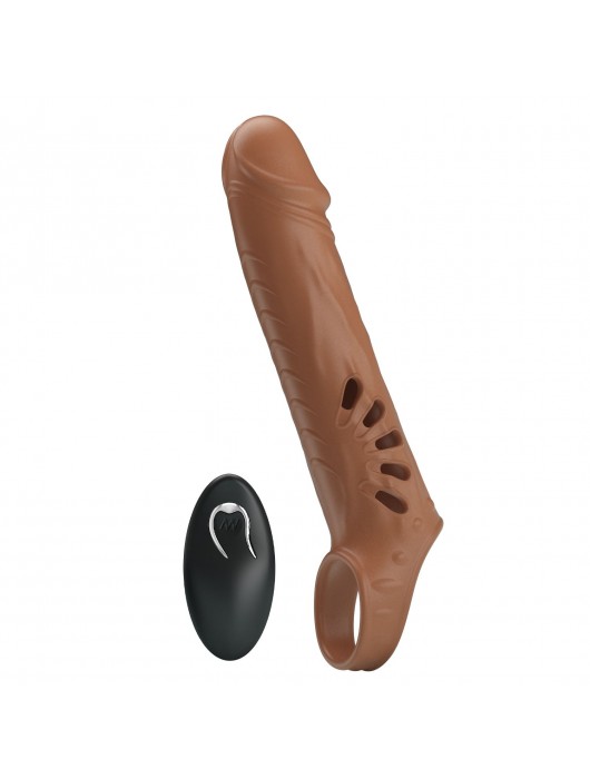 Коричневая вибронасадка с подхватом мошонки и пультом ДУ - Baile - в Старом Осколе купить с доставкой