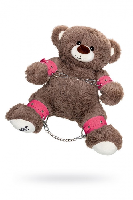 Бондажный набор: бурый мишка с розовыми оковами и наручниками - Pecado - купить с доставкой в Старом Осколе