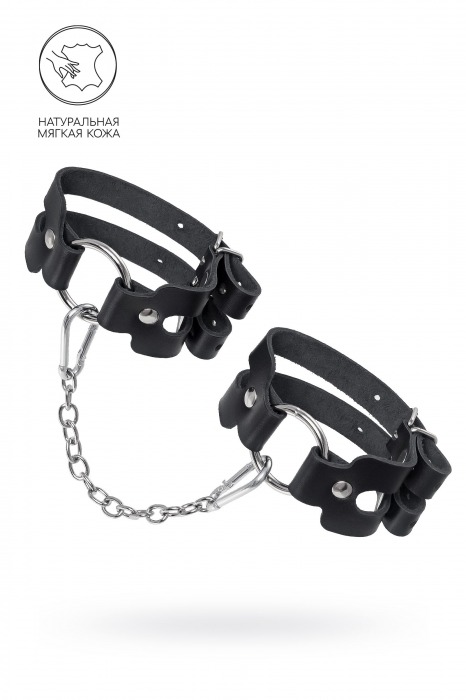Черные кожаные оковы из двух ремешков - Pecado - купить с доставкой в Старом Осколе