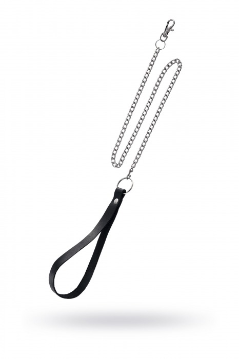 Поводок с ручкой из черной натуральной кожи и карабином для ошейника - Pecado - купить с доставкой в Старом Осколе