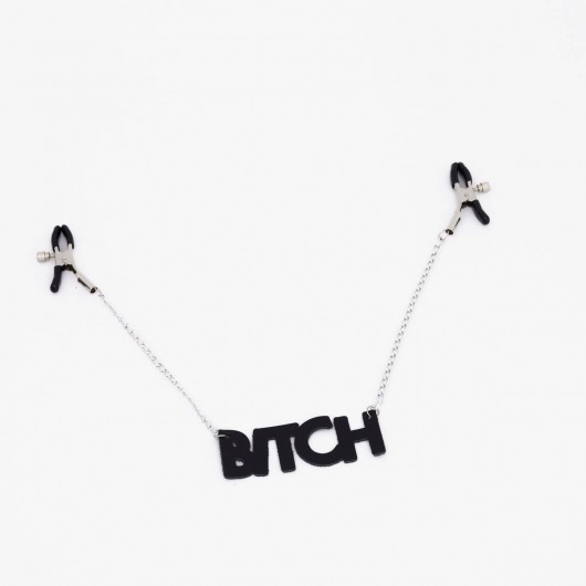 Зажимы на соски с кожаной подвеской Bitch - Crazy Handmade - купить с доставкой в Старом Осколе