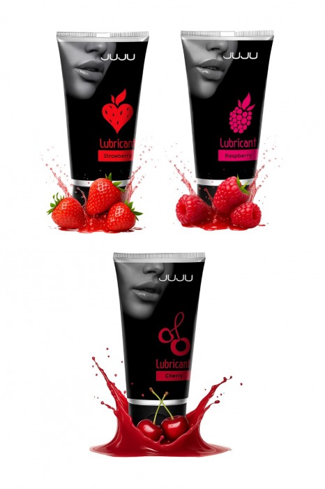 Набор из 3 съедобных лубрикантов JUJU (клубника, малина, вишня) - JuJu - купить с доставкой в Старом Осколе