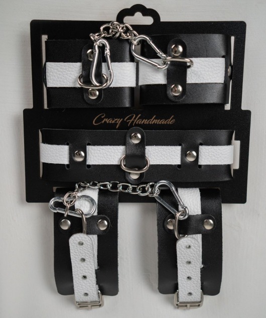 Набор фиксаторов из черной и белой натуральной кожи - Crazy Handmade - купить с доставкой в Старом Осколе