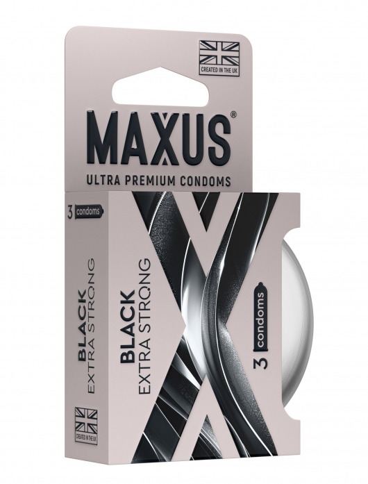 Черные утолщенные презервативы MAXUS Extra Strong с железным кейсом - 3 шт. - Maxus - купить с доставкой в Старом Осколе