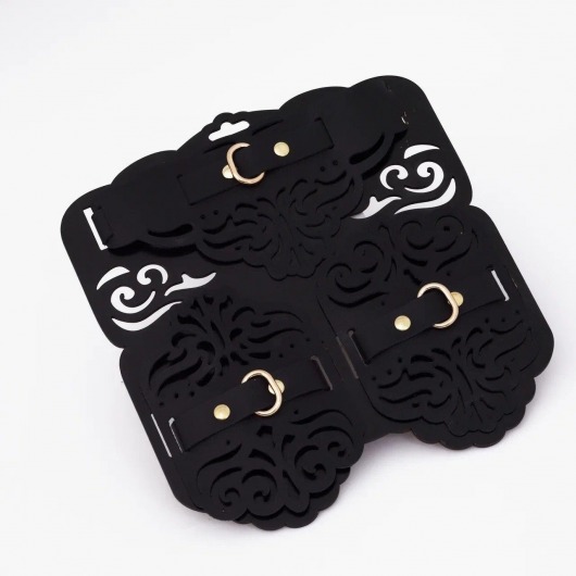 Фигурный набор для БДСМ-игр с узорами и золотистой фурнитурой - Crazy Handmade - купить с доставкой в Старом Осколе