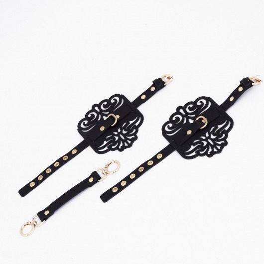 Черный фигурные оковы с золотистой фурнитурой - Crazy Handmade - купить с доставкой в Старом Осколе