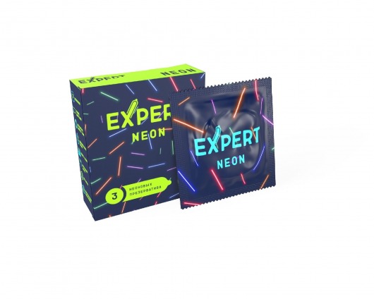 Светящиеся в темноте презервативы Expert Neon - 3 шт. - Expert - купить с доставкой в Старом Осколе