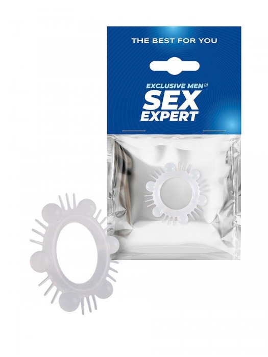 Эластичное эрекционное кольцо с шипиками и шариками - Sex Expert - в Старом Осколе купить с доставкой