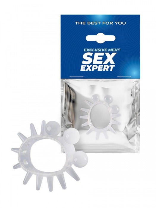 Эластичное эрекционное кольцо с шариками и лучами - Sex Expert - в Старом Осколе купить с доставкой