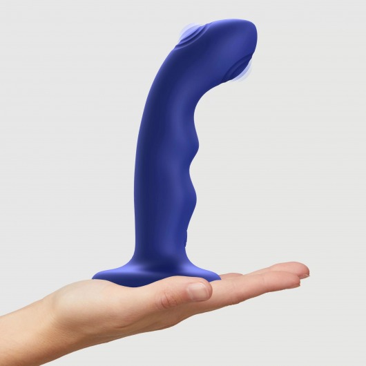 Синяя насадка-стимулятор Strap-On-Me Tapping Dildo Wave - Strap-on-me - купить с доставкой в Старом Осколе