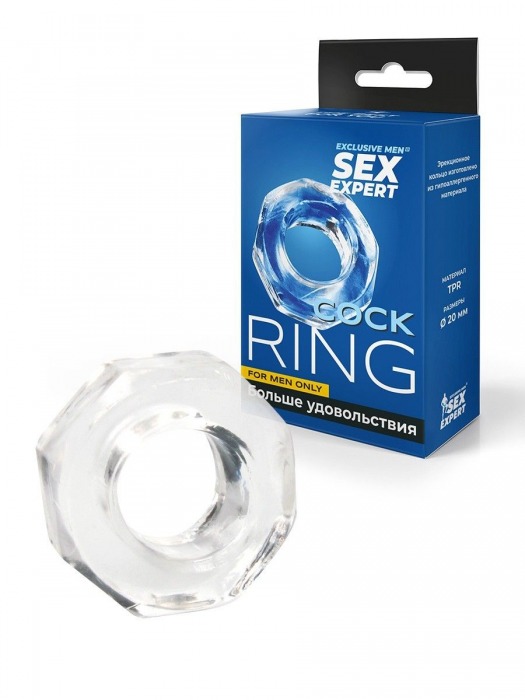 Прозрачное эрекционное кольцо в форме гайки - Sex Expert - в Старом Осколе купить с доставкой
