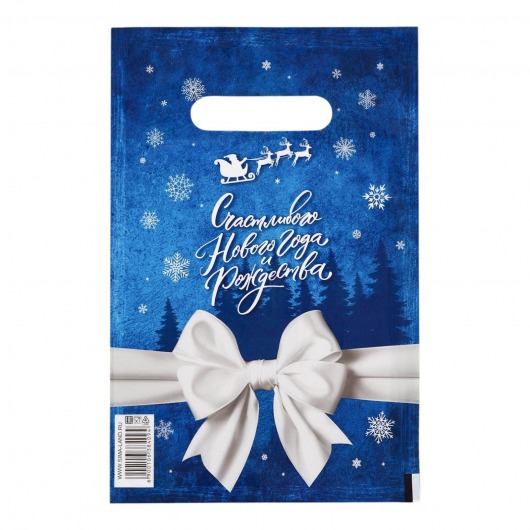 Сине-белый подарочный новогодний пакет с вырубной ручкой (20х30 см) - Сима-Ленд - купить с доставкой в Старом Осколе