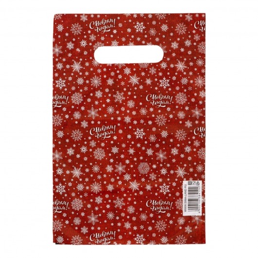 Красный подарочный новогодний пакет с вырубной ручкой (20х30 см) - Сима-Ленд - купить с доставкой в Старом Осколе