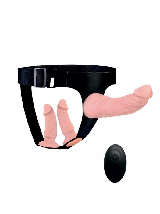 Женский страпон с 3 насадками и вибрацией - Erowoman-Eroman - купить с доставкой в Старом Осколе