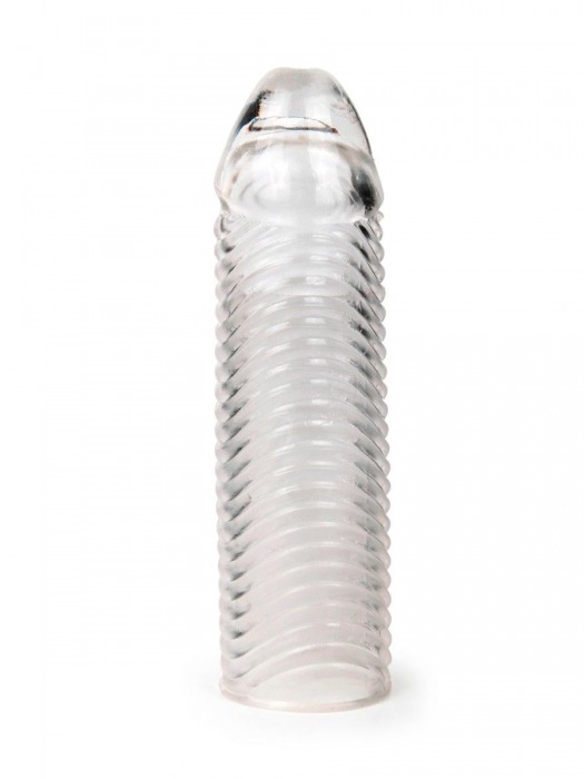 Прозрачная закрытая насадка на пенис с ребрышками - 16 см. - Sex Expert - в Старом Осколе купить с доставкой