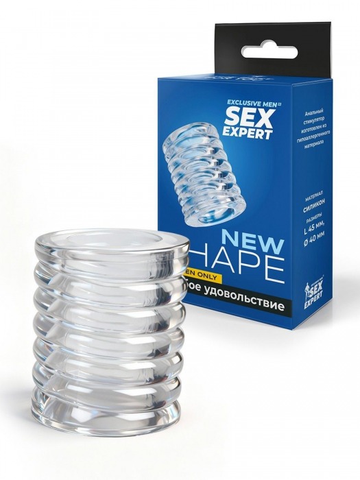 Прозрачная сквозная насадка на пенис с ребрышками - Sex Expert - в Старом Осколе купить с доставкой
