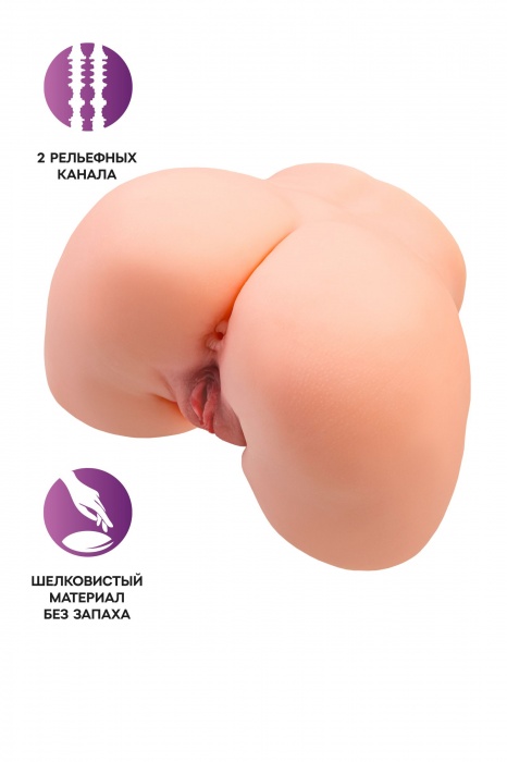 Телесный мастурбатор в форме попки с 2 любовными входами - No Name - в Старом Осколе купить с доставкой