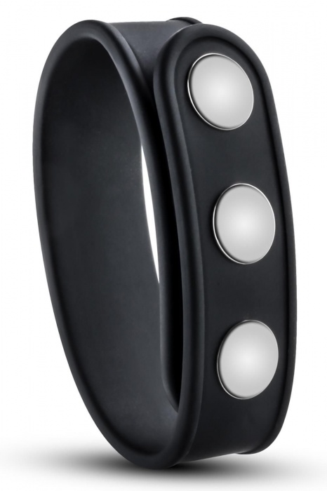 Черное эрекционное кольцо на кнопках - Blush Novelties - в Старом Осколе купить с доставкой