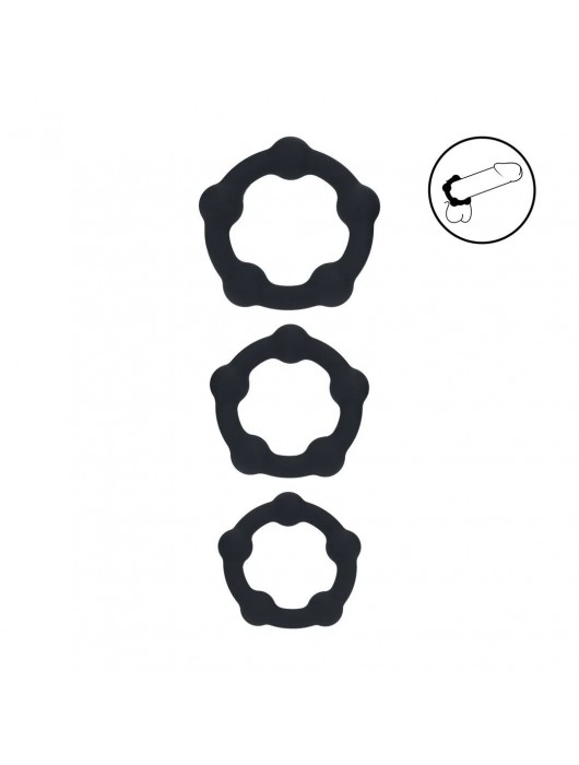Набор из 3 эрекционных колец Beaded Silicone Cockring Set - Shots Media BV - в Старом Осколе купить с доставкой