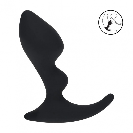 Черная анальная пробка для массажа простаты Double Ripple Silicone Prostate Massager - Shots Media BV - в Старом Осколе купить с доставкой