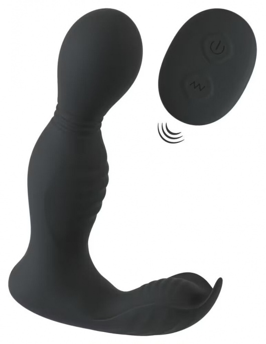 Черная анальная пробка с вибрацией, вращением и пультом ДУ RC Butt Plug with 2 Functions - Orion - в Старом Осколе купить с доставкой
