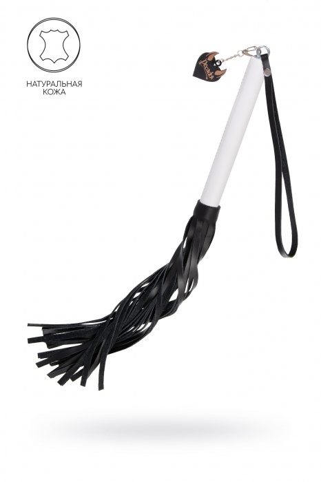 Плеть с белой рукоятью и чёрными хлыстами - 50 см. - Pecado - купить с доставкой в Старом Осколе