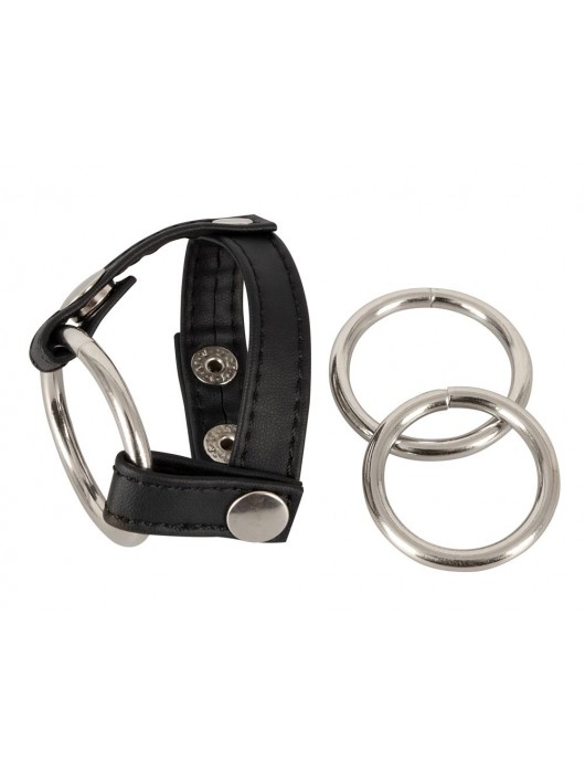 Подхват для мошонки с 3 съемными эрекционными кольцами Leder-Riemen - Orion - в Старом Осколе купить с доставкой