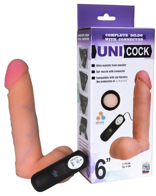 Фаллическая насадка Харнесс UNICOCK 6  с вибрацией - 18 см. - LOVETOY (А-Полимер) - купить с доставкой в Старом Осколе