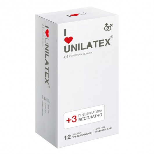 Ультратонкие презервативы Unilatex Ultra Thin - 12 шт. + 3 шт. в подарок - Unilatex - купить с доставкой в Старом Осколе