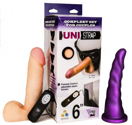 Вибрострапон с двумя насадками UniStrap - 18 и 18 см. - LOVETOY (А-Полимер) - купить с доставкой в Старом Осколе