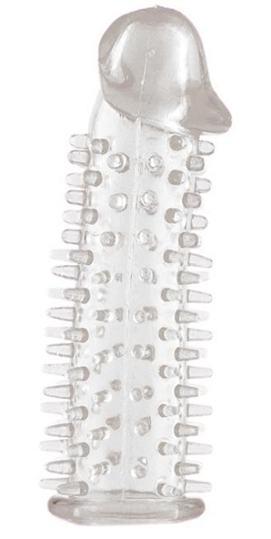 Прозрачная насадка на половой член с закрытой головкой и шипами - 12,5 см. - Toyfa Basic - в Старом Осколе купить с доставкой