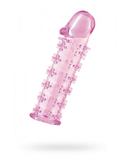 Гелевая розовая насадка на фаллос с шипами - 12 см. - Toyfa Basic - в Старом Осколе купить с доставкой