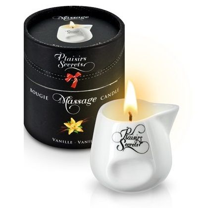 Массажная свеча с ароматом ванили Bougie Massage Gourmande Vanille - 80 мл. - Plaisir Secret - купить с доставкой в Старом Осколе