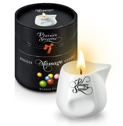 Массажная свеча с ароматом бубль-гума Bougie de Massage Gourmande Bubble Gum - 80 мл. - Plaisir Secret - купить с доставкой в Старом Осколе