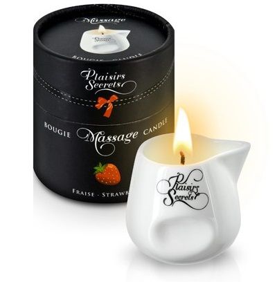 Массажная свеча с ароматом клубники Bougie de Massage Gourmande Fraise - 80 мл. - Plaisir Secret - купить с доставкой в Старом Осколе