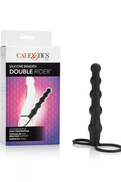 Насадка на пенис для двойного проникновения Silicone Beaded Double Rider - 14 см. - California Exotic Novelties - в Старом Осколе купить с доставкой