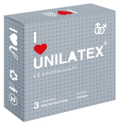 Презервативы с точками Unilatex Dotted - 3 шт. - Unilatex - купить с доставкой в Старом Осколе