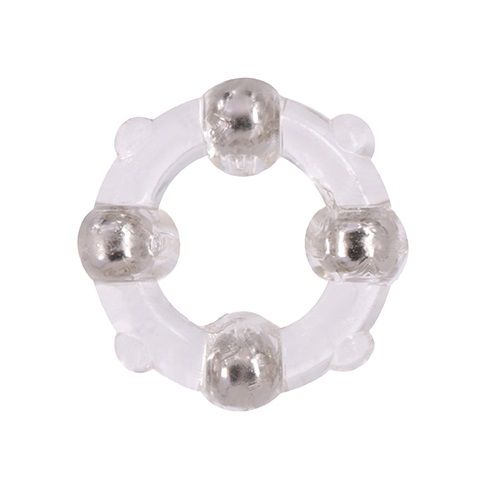 Эрекционное кольцо с 4 бусинами MENZSTUFF STUD RING CLEAR - Dream Toys - в Старом Осколе купить с доставкой