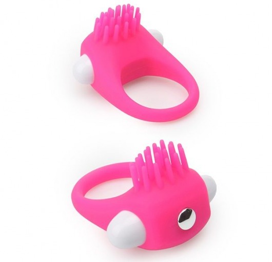 Розовое эрекционное кольцо с щеточкой LIT-UP SILICONE STIMU RING 5 - Dream Toys - в Старом Осколе купить с доставкой