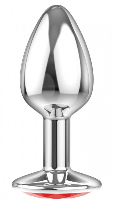 Малая серебристая анальная пробка Diamond Red Sparkle Small с красным кристаллом - 7 см. - Lola Games - купить с доставкой в Старом Осколе