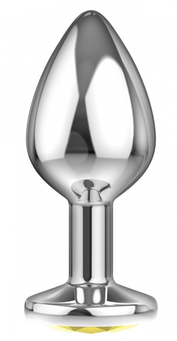Большая серебристая анальная пробка Diamond Yellow Sparkle Large с жёлтым кристаллом - 8 см. - Lola Games - купить с доставкой в Старом Осколе