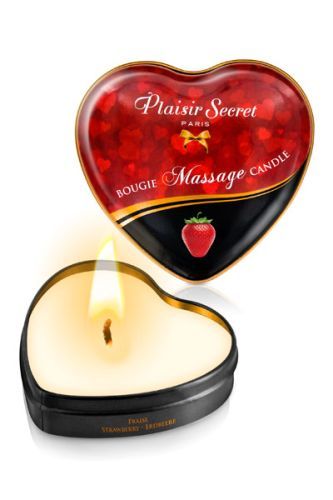 Массажная свеча с ароматом клубники Bougie Massage Candle - 35 мл. - Plaisir Secret - купить с доставкой в Старом Осколе