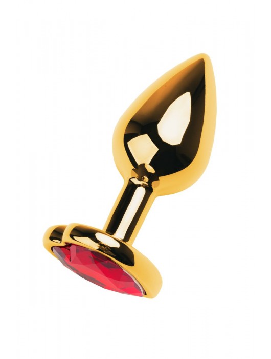 Золотистая анальная пробка с кристаллом-сердцем - 7,5 см. - ToyFa - купить с доставкой в Старом Осколе